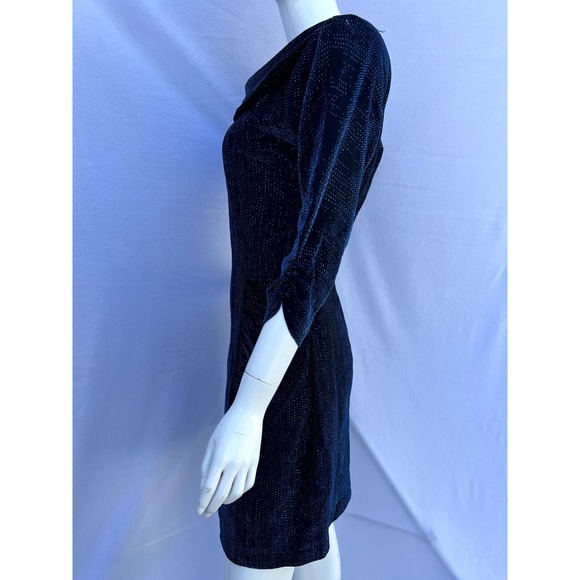 80’s Metallic Blue Threaded Sheath Dress - Picture 7 of 11